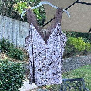 Heartloom Velvet V-Neck Tank Top in golden milk chocolate color